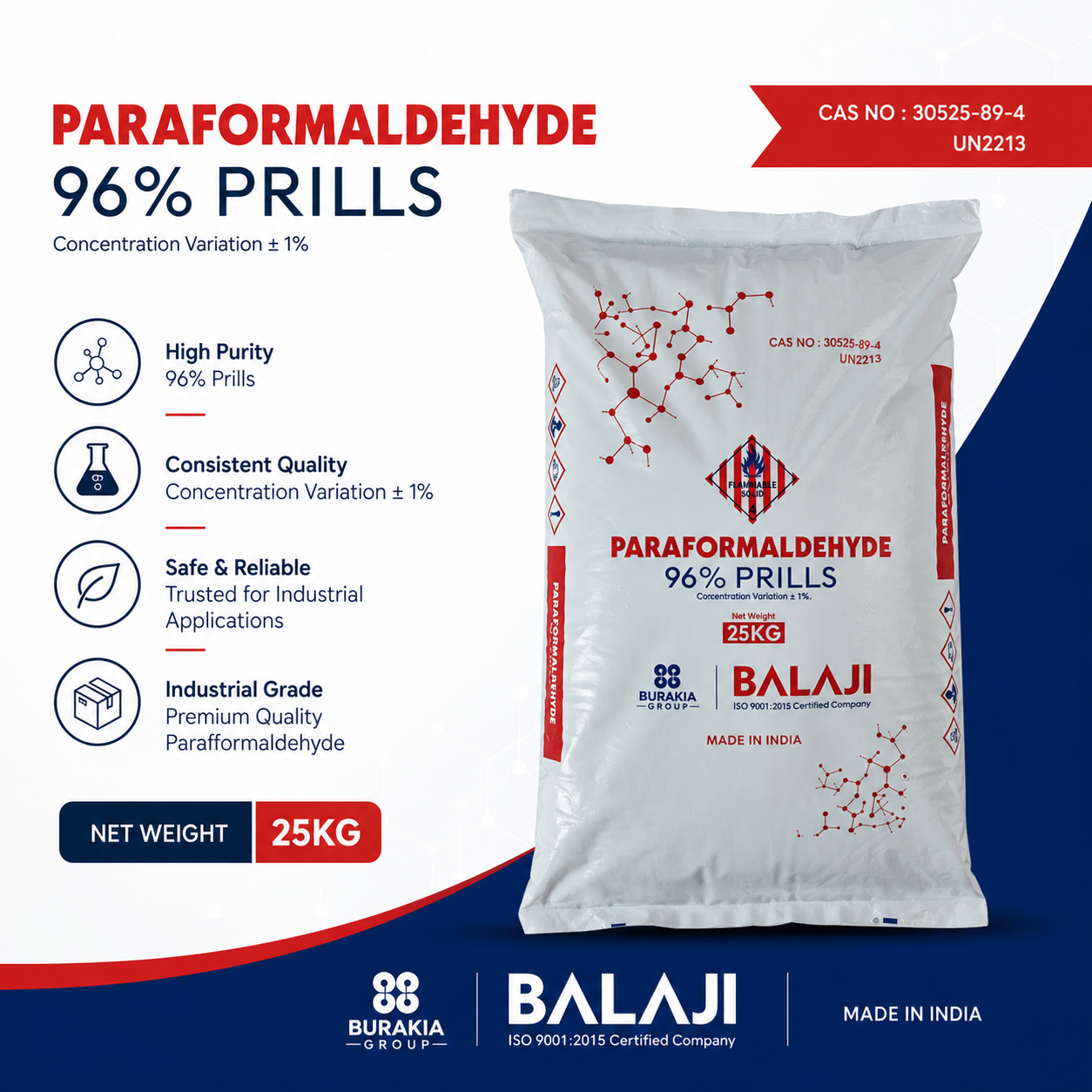 Balaji brand Paraformaldehyde 96% – high purity chemical powder
